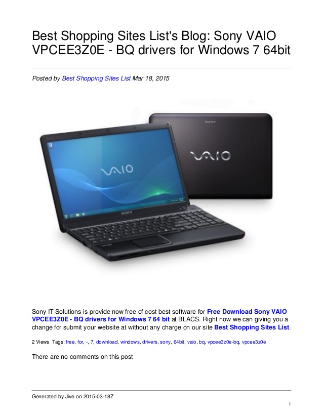 Sony vaio laptops drivers download